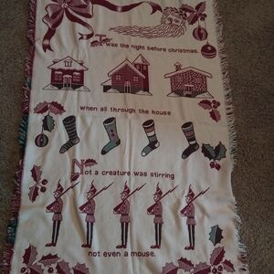 Holiday Tapestry Throw Blanket with Red and White Design